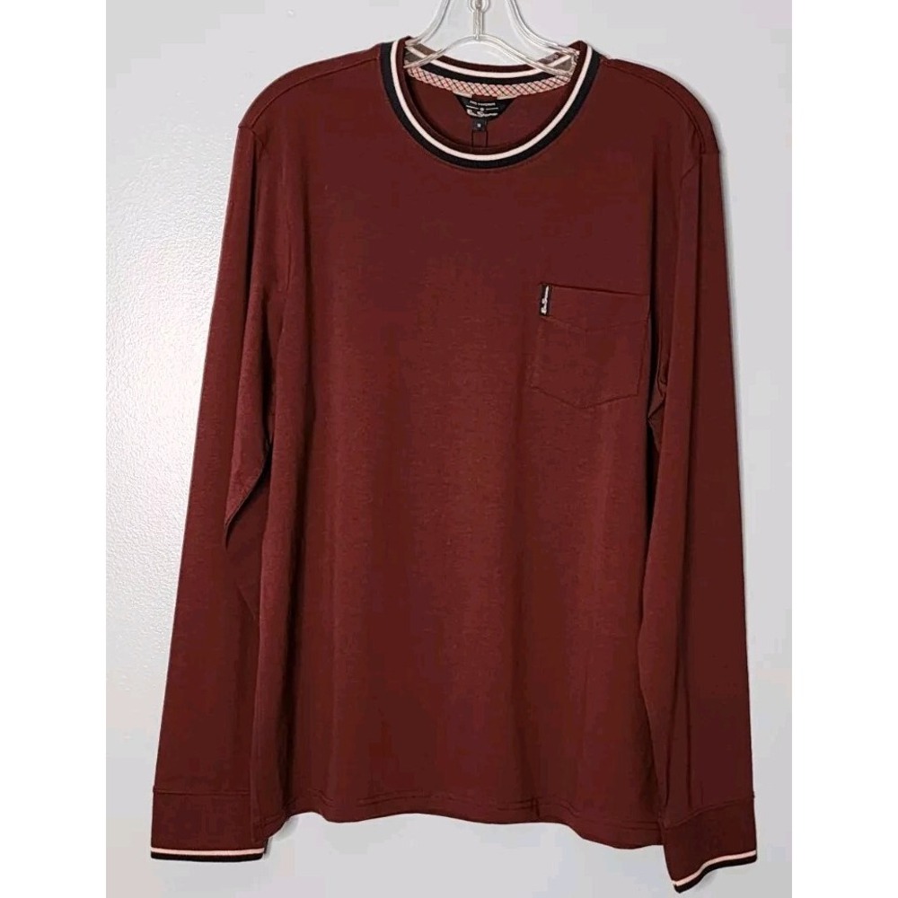 Ben Sherman‎ Crewneck Long Sleeve Pocket Shirt Size Medium Regular Fit NWT Wine